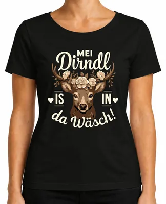 Imagen del producto de Mei Dirndl, camiseta para mujer, estilo tradicional bávaro, diseño "Oktoberfest Wiesn Tracht Hirsch", color , talla XXL