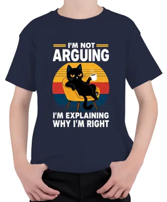 Productafbeelding van "Ik ben niet aan het discussiëren, ik leg uit waarom ik gelijk heb" - Sarcastisch kinder T-shirt, marineblauw, maat 104