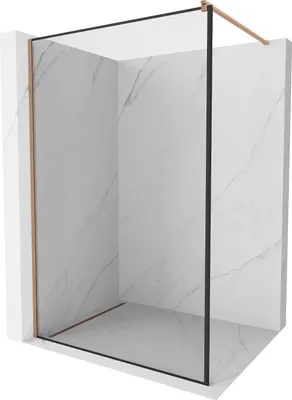 Image de Mexen Kioto Paroi de douche à l'italienne 100 x 200 cm, motif noir 8 mm, cuivre brossé - 800-100-101-65-70