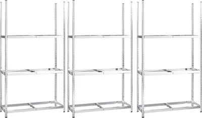 Zdjęcie produktu dla vidaXL Stojaki na opony z 3 półkami 3 szt. srebrne 110x40x200 cm stalowe