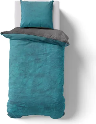 Produktbild von Flausch Wende Bettwäsche 135x200 80x80 cm Cashmere Touch Plüsch Anthrazit-Petrol