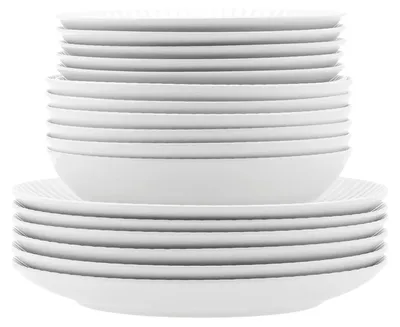 Produktbild von Tafelservice Lubiana Daisy 18-teilig für 6 Personen aus weißem Porzellan