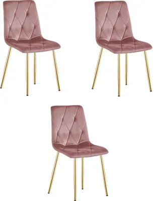 Image de Chaise LIBRA - velours rose / pieds dorés x 3