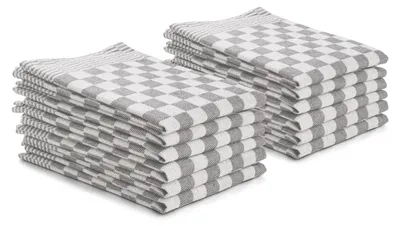 Produktbild von DoubleDry 12er Set Geschirrtücher Baumwolle in 50x70 cm - Grau Kariert - Baumwolle -   - Hochwertige Geschirrhandtücher