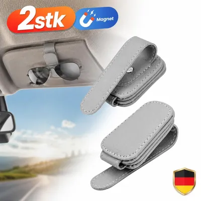 Productafbeelding van 2x Brillenhouder, brillenkoker, autozonneklep, zonnebrilhouder, brillenklem