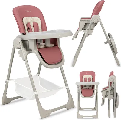 Produktbild von MoMi GOJO Kinderhochstuhl Pink - Multifunktionaler Fütterungsstuhl mit 5-Punkt-Sicherheitsgurt und 7-facher Höhenverstellung