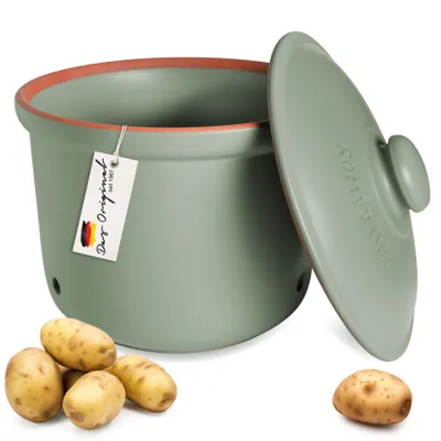 Produktbild von Römertopf MAXI PLUS Kartoffeltopf, 5,5 Liter, Grün, Keramik, Atmungsaktiver Ton, Dunkel & Lichtschützend, für frisches Gemüse
