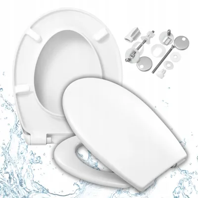 Produktbild von WC Sitz - Toilettensitz - für Koło Rekord - Weiß - 44,6 Cm X 36,5 Cm - Antibakteriell - Duroplast - Toilettendeckel