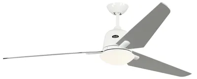 Immagine prodotto di Ventilatore da soffitto a risparmio energetico con luce e telecomando Eco Aviatos 162 cm Bianco / Grigio argento