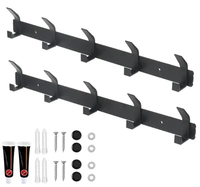 Productafbeelding van 2 Stuks Wandhaken, Zwart met 5 Haken