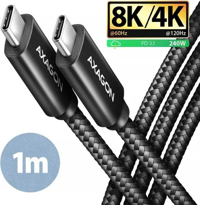 Obrázek produktu pro Axagon BUCM4X-CM10AB, 1 m, USB C, USB C, USB4 Gen 3x2, 40 Gbit/s, Černá