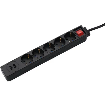 Zdjęcie produktu dla hama 00137351 hama USB 3,4A 5-fach Steckdosenleiste mit Schalter schwarz