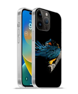 Produktbild von MuchoWow® Handyhülle Schutzhülle Hülle für Apple iPhone 14 Pro - Softcase Vogel - Federn - Zweig - Schwarz Silikon Softcase Handy Hülle - Umschlag