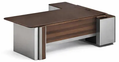 Productafbeelding van Modern bureau van hout en roestvrij staal met een minimalistisch design