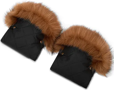 Produktbild von Handmuff Muff mit Polar Minky, Handwärmer für Herbst und Winter, Schwarz mit rotem Kunstfell [073]