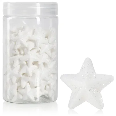 Glitzersterne aus Polyfoam, 10 g, weiß, 17,5 x 17,5 x 7,5 mm