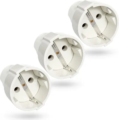 Produktbild von ABSINA 3x Schutzkontakt Kupplung mit Zugentlastung - PVC Schutzkontaktkupplung 2-polig, 250V, 16A & IP20 - Schuko Kupplung