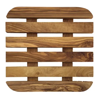 Image de Dessous de plat carré arrondi "Icon 20" L 20 cm, dessous de plat en bois d'olivier