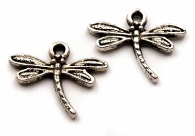 12 Anhänger für Charm oder Kette, Libelle, 14 x 18 mm, antiksilber