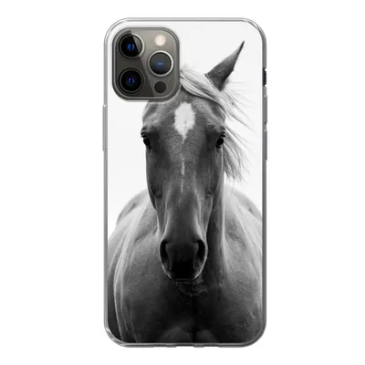 Produktbild von MuchoWow® Handyhülle Schutzhülle Hülle für iPhone 13 Pro Pferd - Tier - Schwarz - Weiß Silikon Softcase Handy Hülle - Handy-Tasche