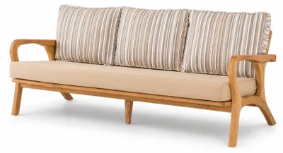 Immagine prodotto di Divano da giardino moderno, beige, per 3 persone, con cuscini, elegante, di stile e confortevole