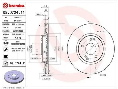 Produktbild von 2x BREMBO Bremsscheibe 09.D724.11 für SSANGYONG Korando SUV (CK) Korando C200