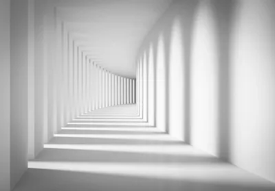 Produktbild von Vlies Fototapete 3D EFFEKT Tunnel Weiß Korridor (416x254 cm - 4 Bahnen) Wohnzimmer Schlafzimmer Wandtapete Tapete Latexdruck UV-Beständig Hohe Auflösung Montagefertig