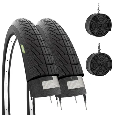 Zdjęcie produktu dla Opony Ecovelò 2, rozmiar 20 x 1,75 (47-406) + dętki, czarne opony do rowerów szosowych, rower miejski Graziella, rower dziecięcy