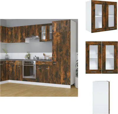 Obrázek produktu pro vidaXL Nástěnná skříňka sklo kouřový dub 60x31x60 cm materiál na bázi dřeva - Kuchyňské skříňky