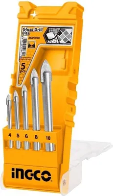 Immagine prodotto di Set di 5 punte da trapano per piastrelle semi dure e vetro, 4 - 10 mm, Ingco