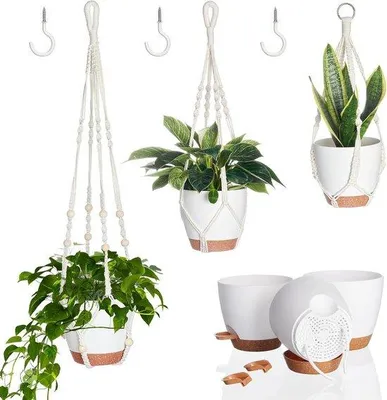 Produktbild von Selbstwassernde Pflanztöpfe für Zimmerpflanzen (Set von 3) - Pflanztöpfe 20 cm
