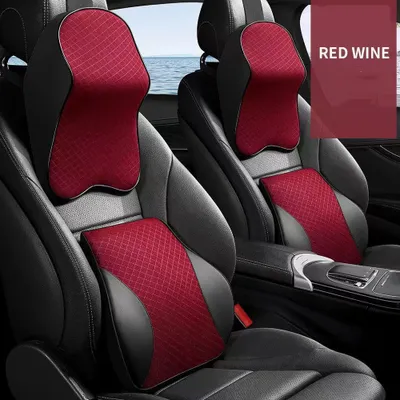 Imagen del producto de Juego de almohadillas para el cuello y la zona lumbar, almohadillas de espuma viscoelástica para el coche