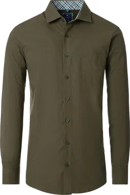 Produktbild von REDMOND Herren Freizeithemd Langarm Kent Comfort-Fit Twill Grün XL