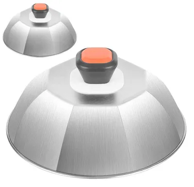 Produktbild von Edelstahl Grillhaube 22,6 cm 2er Set Schmelzglocke hitzespeichernd ergonomischer Griff für Burger Gemüse Grill und Pfanne