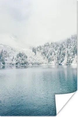 Produktbild von MuchoWow® Poster Winter - Wasser - Schnee 80x120 cm - Papierdruck