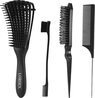 Produktbild von 3-teiliges Afro Haar Entwirrungsbürsten Set Schwarz