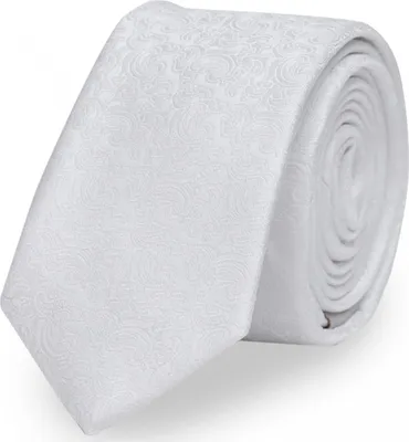 Produktbild von Fabio Farini - 1 Stück Weiße Herren Krawatten mit feiner Struktur in 6cm Schmal (6cm), Weiß Floral Struktur - Nebulous White