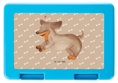 Produktbild von Mr. & Mrs. Panda Bentobox Hund Dackel - Hundeglück - Geschenk, Dachshund, Happy Dog, Vorratsbehälter, Snackbox, Sprüche, Lunchbox, Essensbehälter, Vorratsdose, Herz