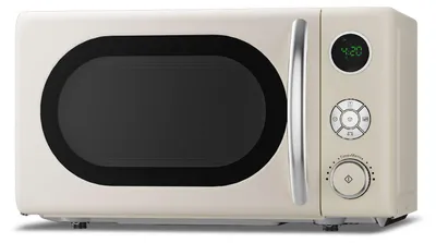 Image de Zimilo Micro-ondes rétro 20 L, micro-ondes en pose libre 700 W avec 6 niveaux de puissance, fonction décongélation et plateau tournant, Beige