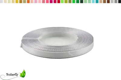 Produktbild von Satinband 6mm x 32m Rolle, Farbe:137 silber