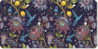 Produktbild von MuchoWow® Mauspad Mousepad Muster - Vogel - Blume 60x30 cm - Mousepads - Maus Mat - Pad - Mausunterlage - Nachhaltig