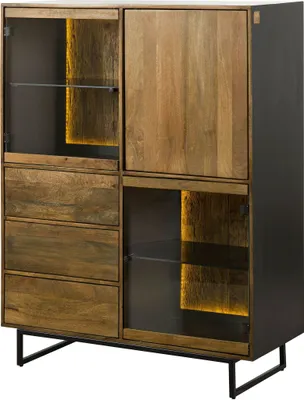 Image de MASSIVMOEBEL24 | Buffet en bois de Manguier / Bois de récupération 111x47x145 noir / naturel laqué DAVIS #30