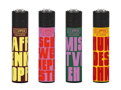 Produktbild von Clipper Feuerzeuge 4er Set Schimpftiere