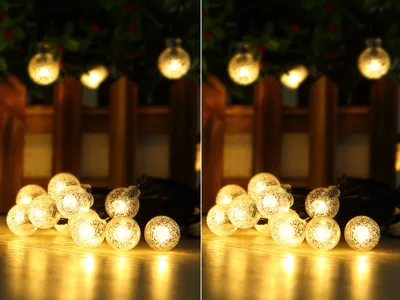Produktbild von 2er Set LED Solar Lichterkette Außen Garten & Balkon Outdoor Glühbirnen, 2,8 M
