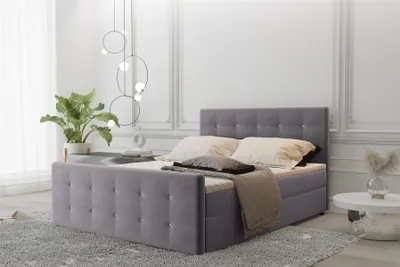Produktbild von Boxspringbett Schlafzimmerbett MAURO 180x220cm Stoff Soro Grau inkl.Bettkasten
