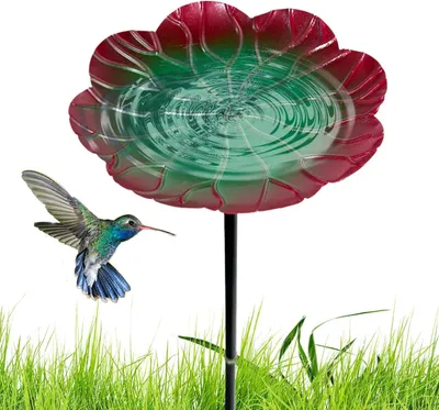 Produktbild von Wetterfeste Vogeltränke und Futterstation für draußen, Garten, Hof und Balkon – Gartendekoration aus Metall für Rasen, Terrasse, Hinterhof, Teich und Park