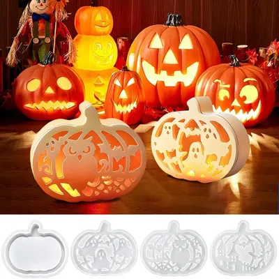 Produktbild von Silikon-Kürbisform, Halloween-Gussform, Kerzenform, Herbstform, Gipsform für DIY-Dekorationen