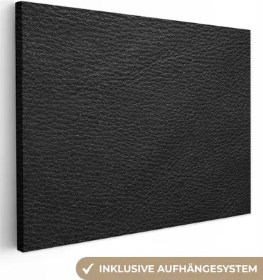 Obrázok produktu pre MuchoWow® - Plátno - Koža - Kožený vzhľad - Čierna - Sivá, obraz na stenu, nástenné dekorácie obrazy obývacia izba, 80x60cm
