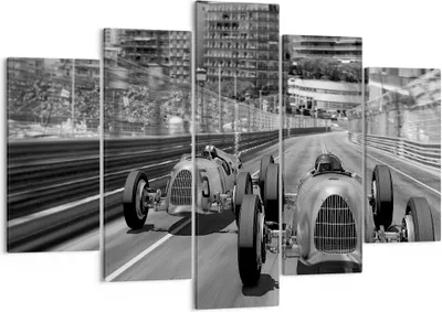 Produktbild von Bild auf Leinwand - Leinwandbild - 5 Teile - Formel 1 Retro - 150x100cm - Wand Bild - Wanddeko - Wandbilder - Leinwanddruck - Bilder - Wanddekoration - Leinwand bilder - Wandbild - EA150x100-4843