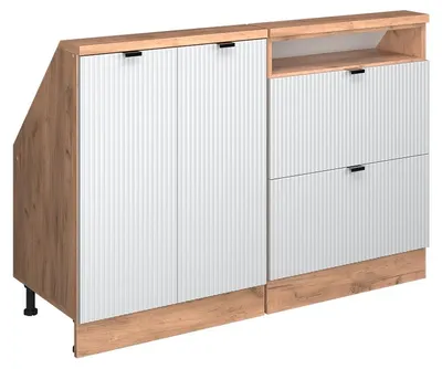 Zdjęcie produktu dla Szafka kuchenna na dach skośny Vicco R-Line Białe pofałdowanie 120 cm Zestaw 2 sztuk, Model 60602